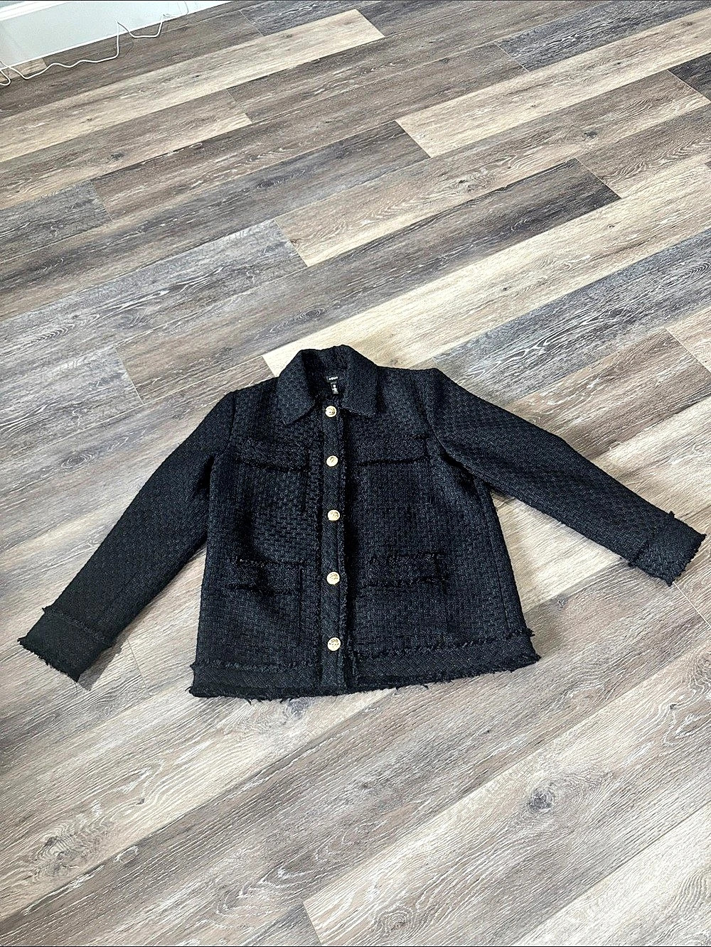 Aqua Black Button-Front Jacket